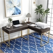 Pemberly Row Contemporary Wood 2-Piece Writing Desk Set in Walnut