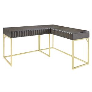 Pemberly Row Contemporary Wood 2-Piece Writing Desk Set in Walnut