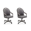 Pemberly Row Modern Swivel Dining Arm Chair in Sea Gray (Set of 2)