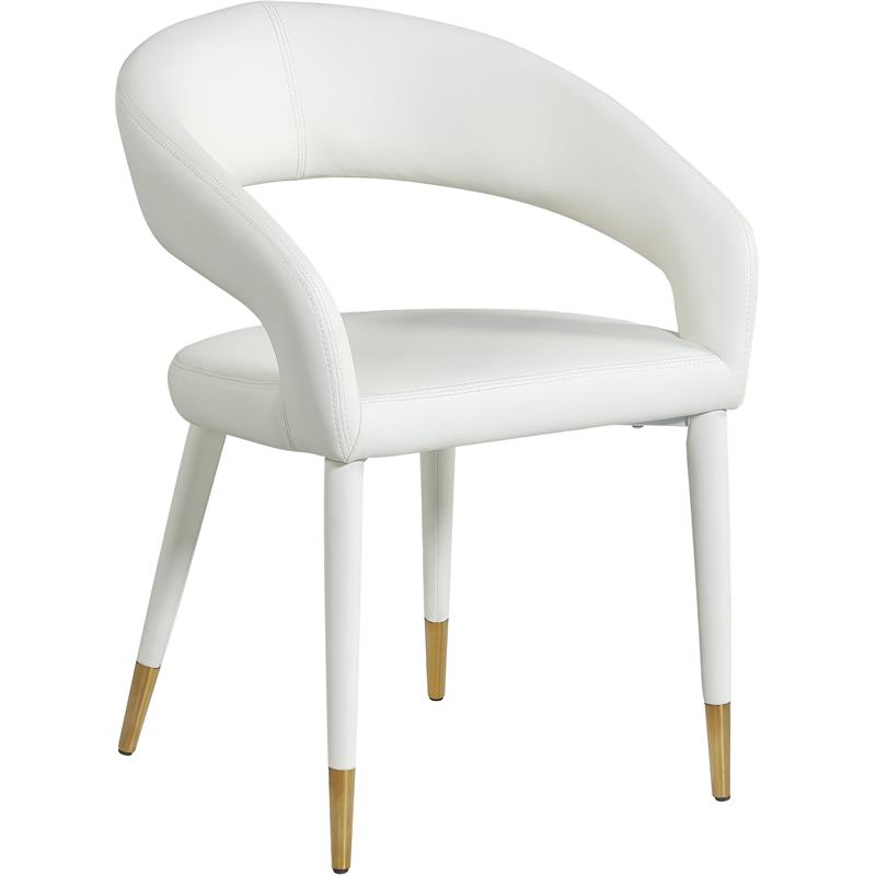 Pemberly Row Modern Off White Cream Vegan Leather Dining Chair