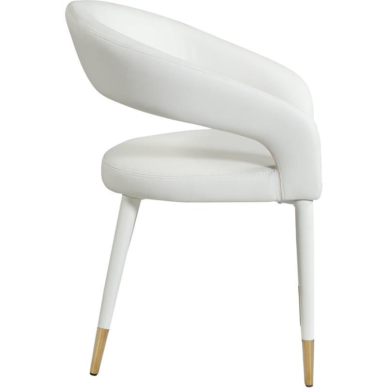 Pemberly Row Modern Off White Cream Vegan Leather Dining Chair
