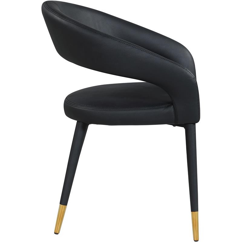 Pemberly Row Contemporary Vegan Leather Dining Chair in Black