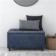 Pemberly Row 34 in.W Contemporary Storage Ottoman in Denim Blue Faux Leather
