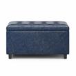 Pemberly Row 34 in.W Contemporary Storage Ottoman in Denim Blue Faux Leather
