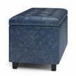 Pemberly Row 34 in.W Contemporary Storage Ottoman in Denim Blue Faux Leather
