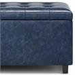 Pemberly Row 34 in.W Contemporary Storage Ottoman in Denim Blue Faux Leather