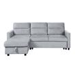 Pemberly Row Velvet Reversible Sleeper Sectional with Storage in Light Gray