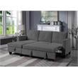Pemberly Row Velvet Reversible Sleeper Sectional with Storage in Dark Gray