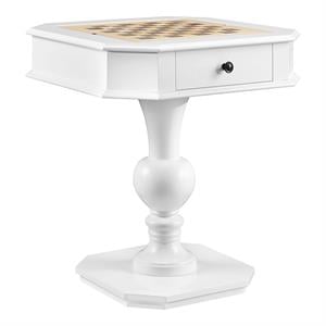 Pemberly Row Contemporary 2-Drawer Wood Game Table in White Finish