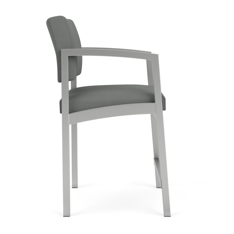 Pemberly Row Reception Waiting Room Hip Chair - Silver Steel / Light Gray