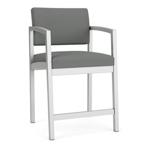 Pemberly Row Reception Waiting Room Hip Chair - Silver Steel / Light Gray