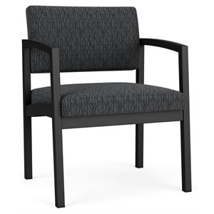 Pemberly Row Reception Waiting Oversize Guest Chair - Black Steel / Dark Gray
