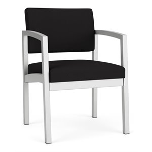 Pemberly Row Reception Waiting Room Healthcare Guest Chair in Silver / Black