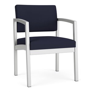 Pemberly Row Reception Waiting Room Guest Chair - Silver Steel / Navy Blue