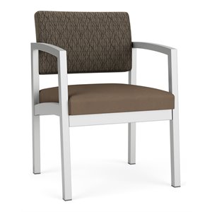 Pemberly Row Reception Waiting Guest Chair - Silver Steel / Brown / Brown