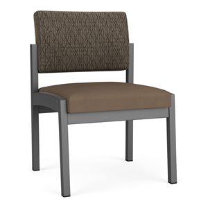 Pemberly Row Reception Armless Guest Chair - Charcoal Steel / Brown / Brown