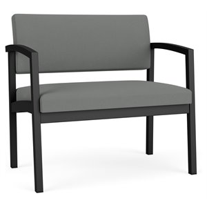 Pemberly Row Reception Waiting Bariatric Chair - Black Steel / Light Gray