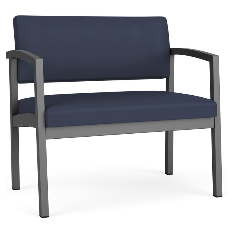 Pemberly Row Reception Waiting Room Bariatric Chair - Charcoal Steel / Blue
