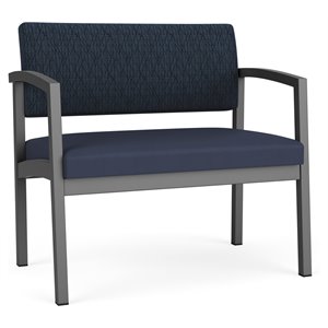 Pemberly Row Reception Waiting Bariatric Chair - Charcoal Steel / Blue / Blue