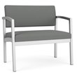 Pemberly Row Reception Waiting Bariatric Chair - Silver Steel / Light Gray