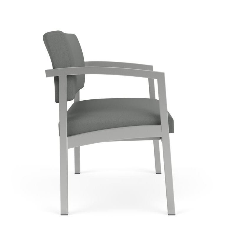 Pemberly Row Reception Waiting Bariatric Chair - Silver Steel / Light Gray