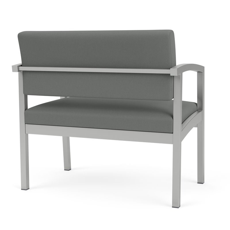 Pemberly Row Reception Waiting Bariatric Chair - Silver Steel / Light Gray