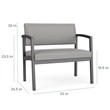 Pemberly Row Reception Waiting Bariatric Chair - Silver Steel / Light Gray