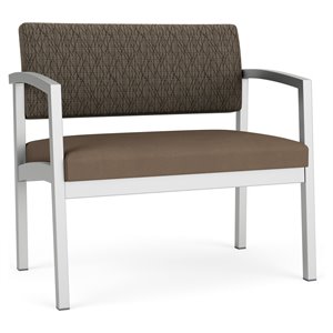 Pemberly Row Reception Waiting Bariatric Chair - Silver Steel / Brown / Brown