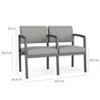 Pemberly Row Reception Waiting 2 Seats Chair - Charcoal Steel / Dark Gray