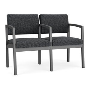Pemberly Row Reception Waiting 2 Seats Chair - Charcoal Steel / Dark Gray