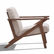 Pemberly Row Solid Wood and Fabric Upholstered Accent Armchair in Walnut / Beige