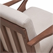 Pemberly Row Solid Wood and Fabric Upholstered Accent Armchair in Walnut / Beige