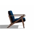 Pemberly Row Solid Wood and Velvet Upholstered Accent Armchair in Blue