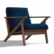 Pemberly Row Solid Wood and Velvet Upholstered Accent Armchair in Blue