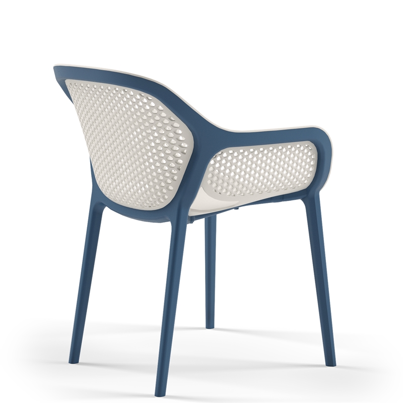 Pemberly Row Resin Patio Dining Chair in Blue and Cool Gray - (Set of 2)