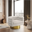 Pemberly Row Contemporary Cream Boucle Fabric Swivel Accent Chair