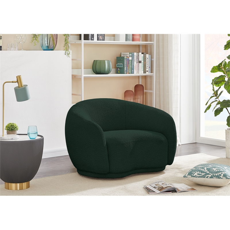 Pemberly Row Contemporary Rich Green Finish Boucle Fabric Chair