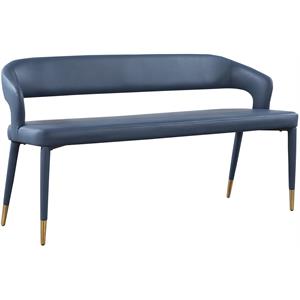 Pemberly Row Contemporary Soft Navy Finish Vegan Leather Bench