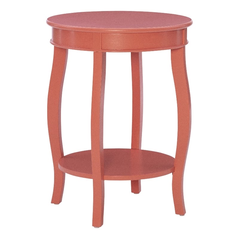 Pemberly Row Contemporary Wood Accent End Table in Coral Orange