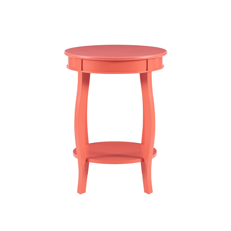 Pemberly Row Contemporary Wood Accent End Table in Coral Orange