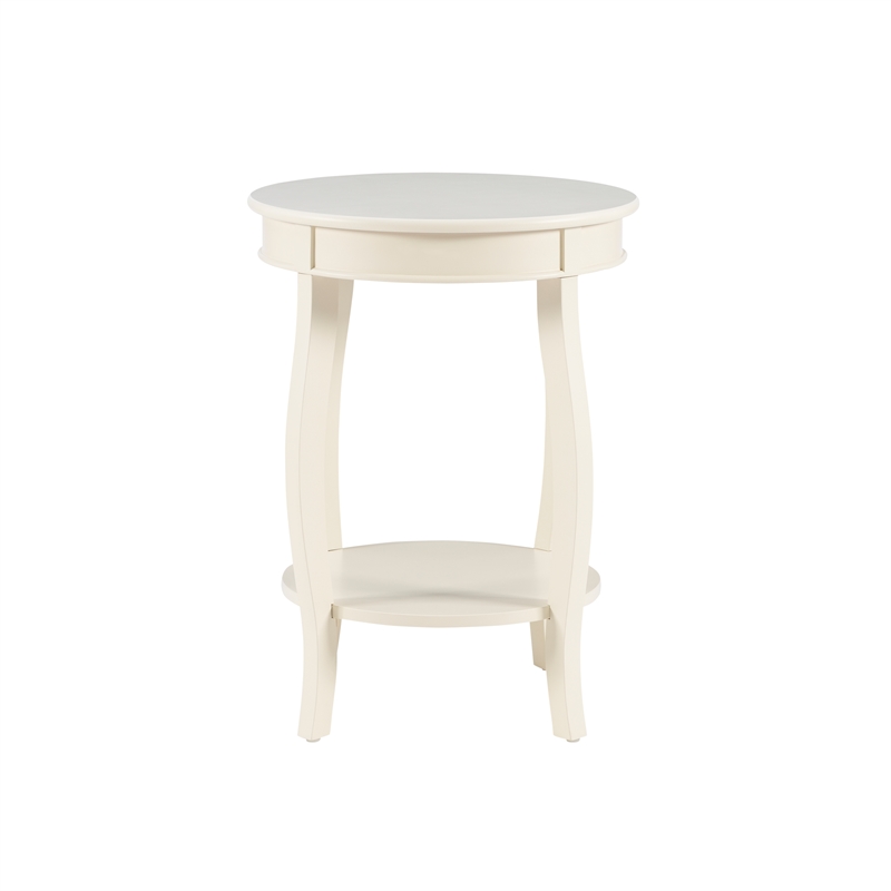 Pemberly Row Contemporary Wood Accent End Table in Off White