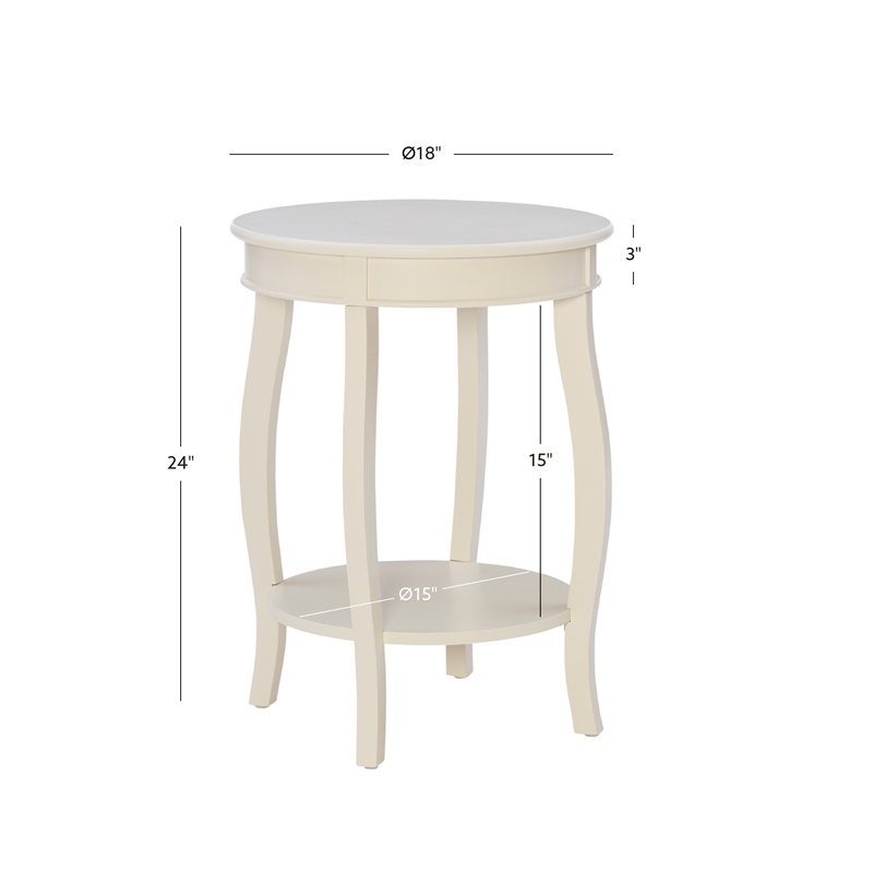 Pemberly Row Contemporary Wood Accent End Table in Off White