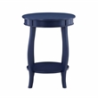 Pemberly Row Wood Accent Side Table with Tapered Legs and Shelf in Navy Blue