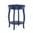 Pemberly Row Wood Accent Side Table with Tapered Legs and Shelf in Navy Blue