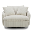 Pemberly Row Fabric Upholstered Swivel Chair with 2 Toss Pillows - Ivory