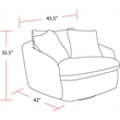 Pemberly Row Fabric Upholstered Swivel Chair with 2 Toss Pillows - Ivory