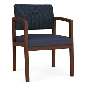 Pemberly Row Reception Waiting Room Guest Chair / Walnut Wood / Blue / Blue