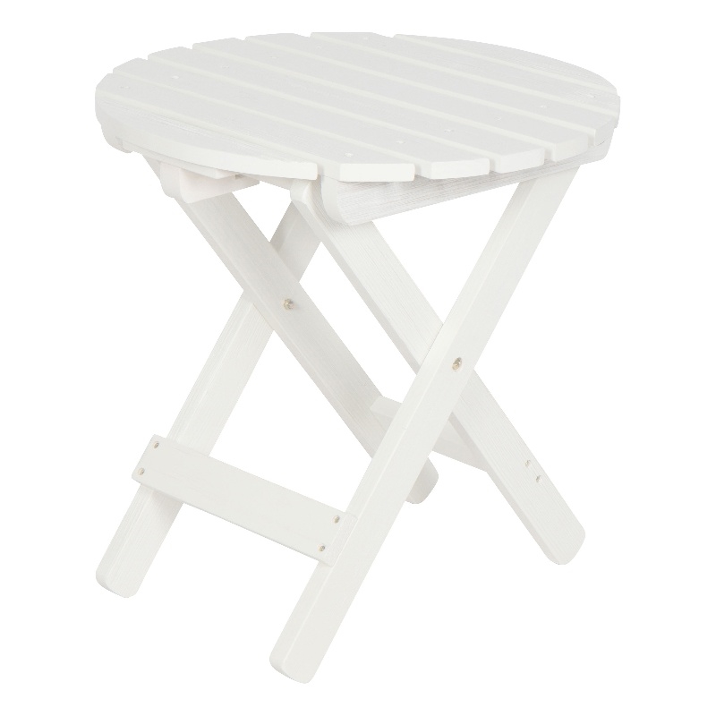 Pemberly Row Adirondack Round Cedar Wood Foldable Side Table in White
