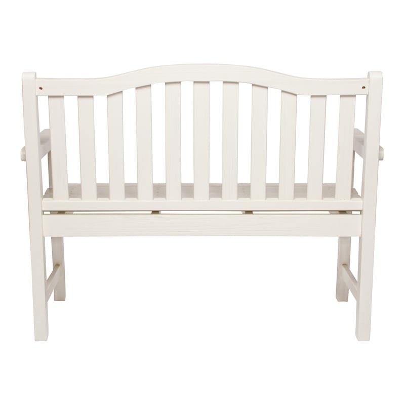 Pemberly Row Traditional Cedar Wood Patio Porch Garden Bench in White