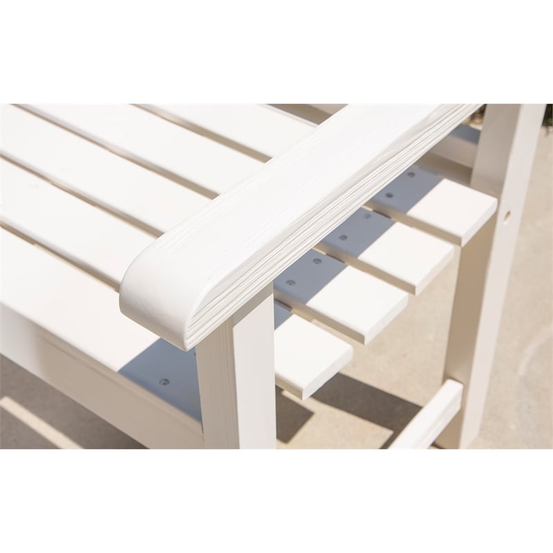 Pemberly Row Traditional Cedar Wood Patio Porch Garden Bench in White